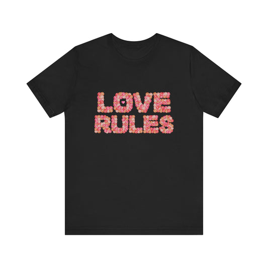 Love Rules floral lettering T-shirt