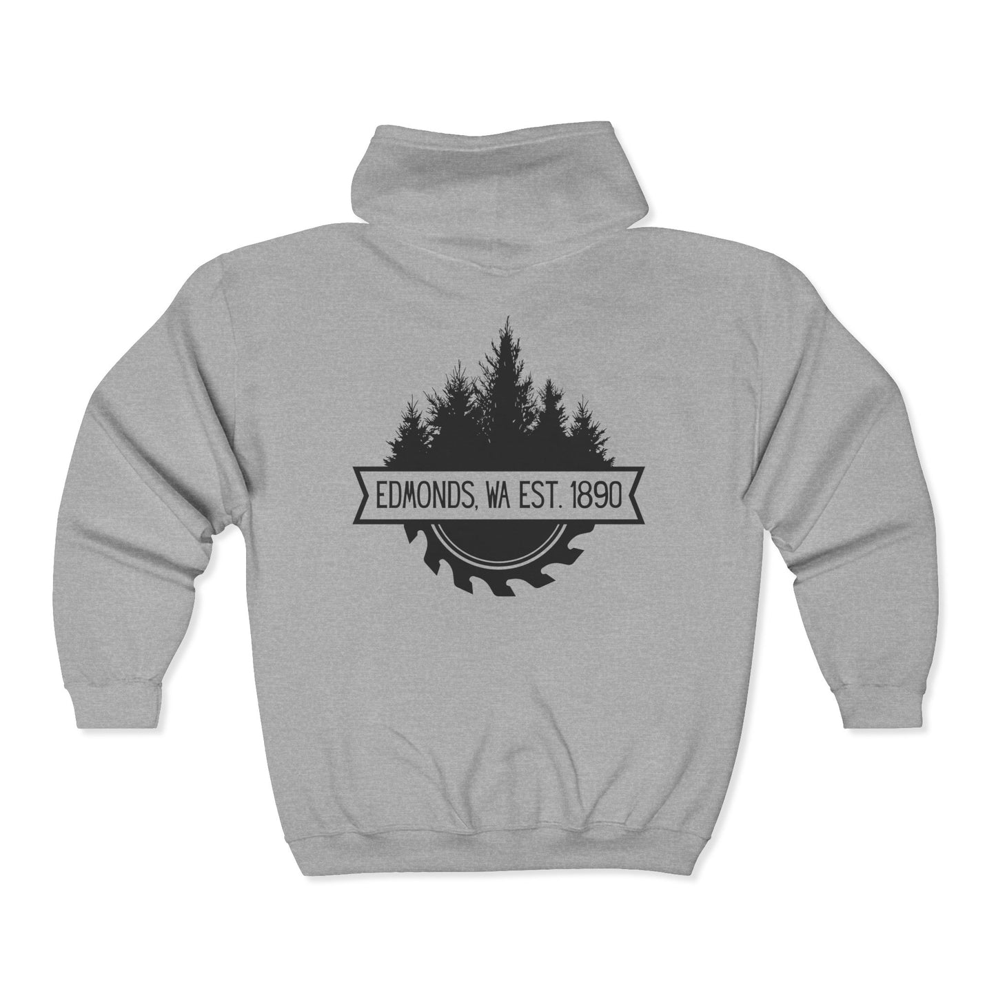 Edmonds WA Est. 1890 Trees and Saw Three-Panel Fleece Hoodie