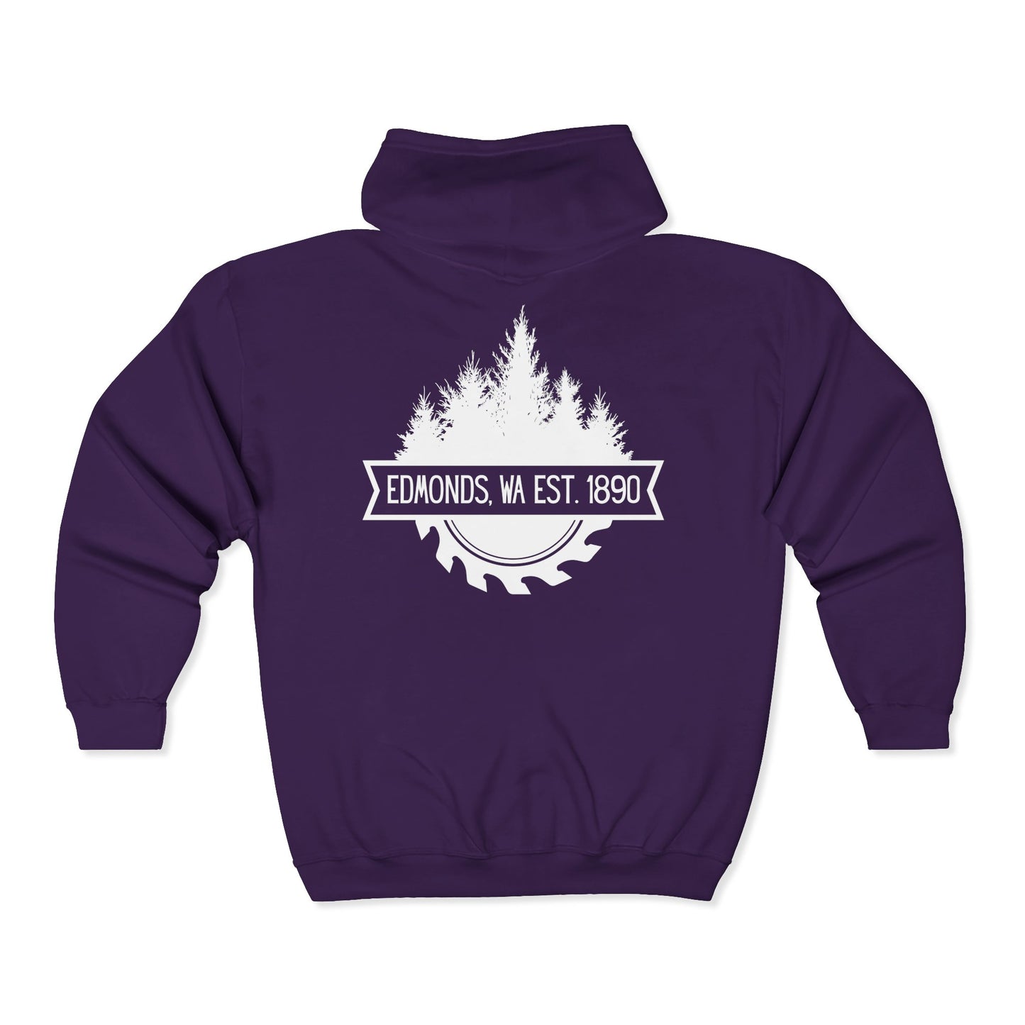 Edmonds WA Est. 1890 Trees and Saw Three-Panel Fleece Hoodie