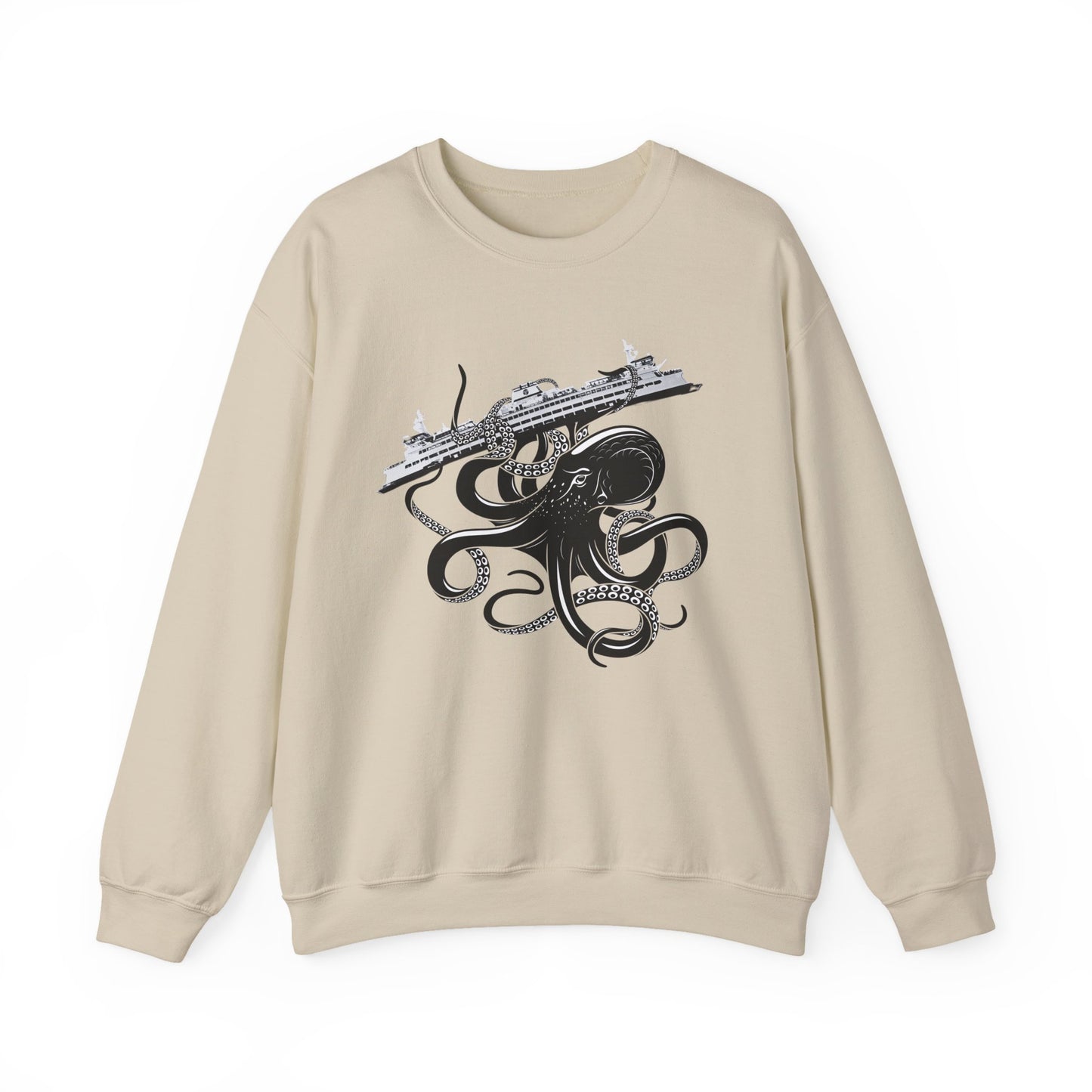 Octopus Attacks Ferry Unisex Heavy Blend™ Crewneck Sweatshirt