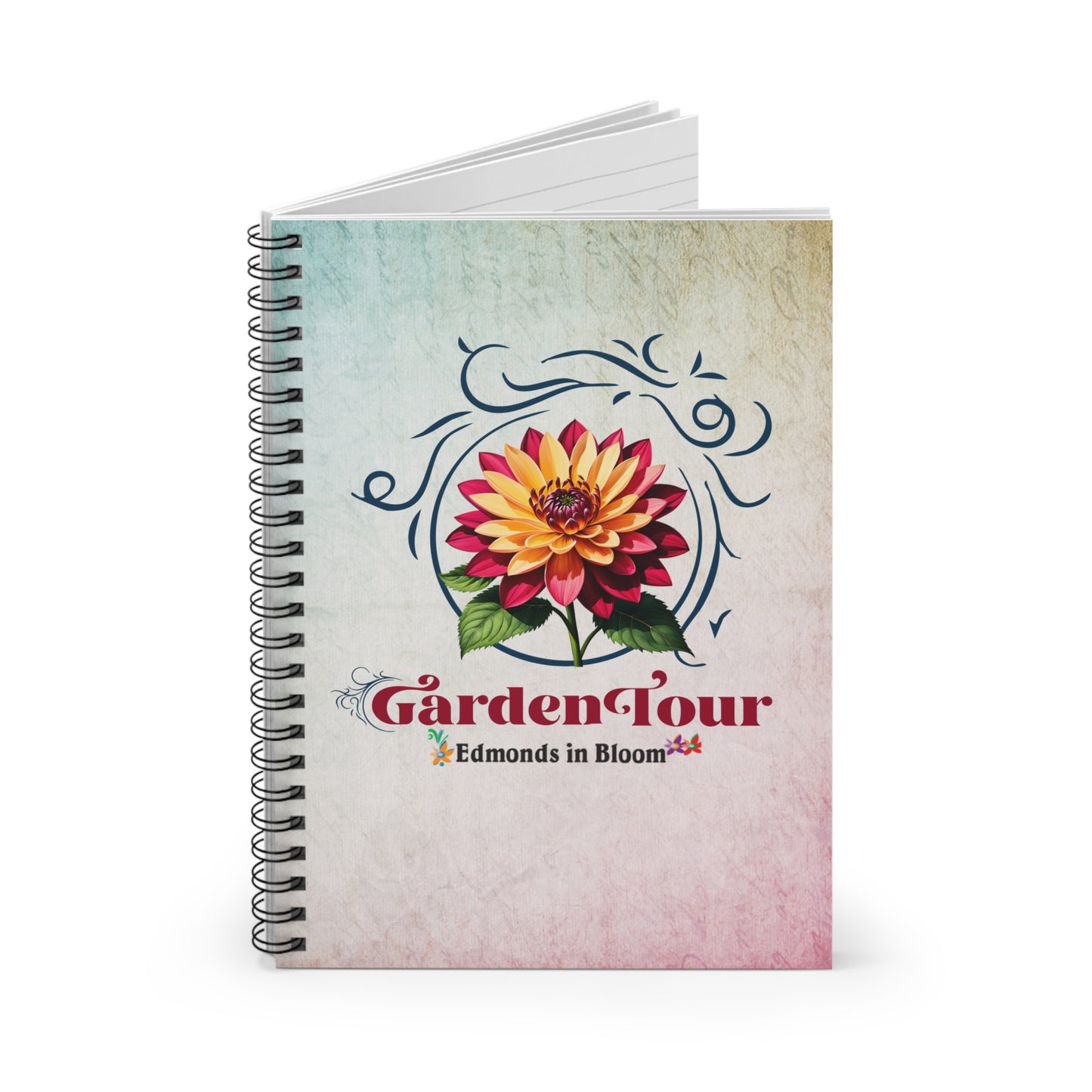 Edmonds in Bloom Garden Tour 2026 Spiral Notebook - Ruled Line (Gradient Swirls)