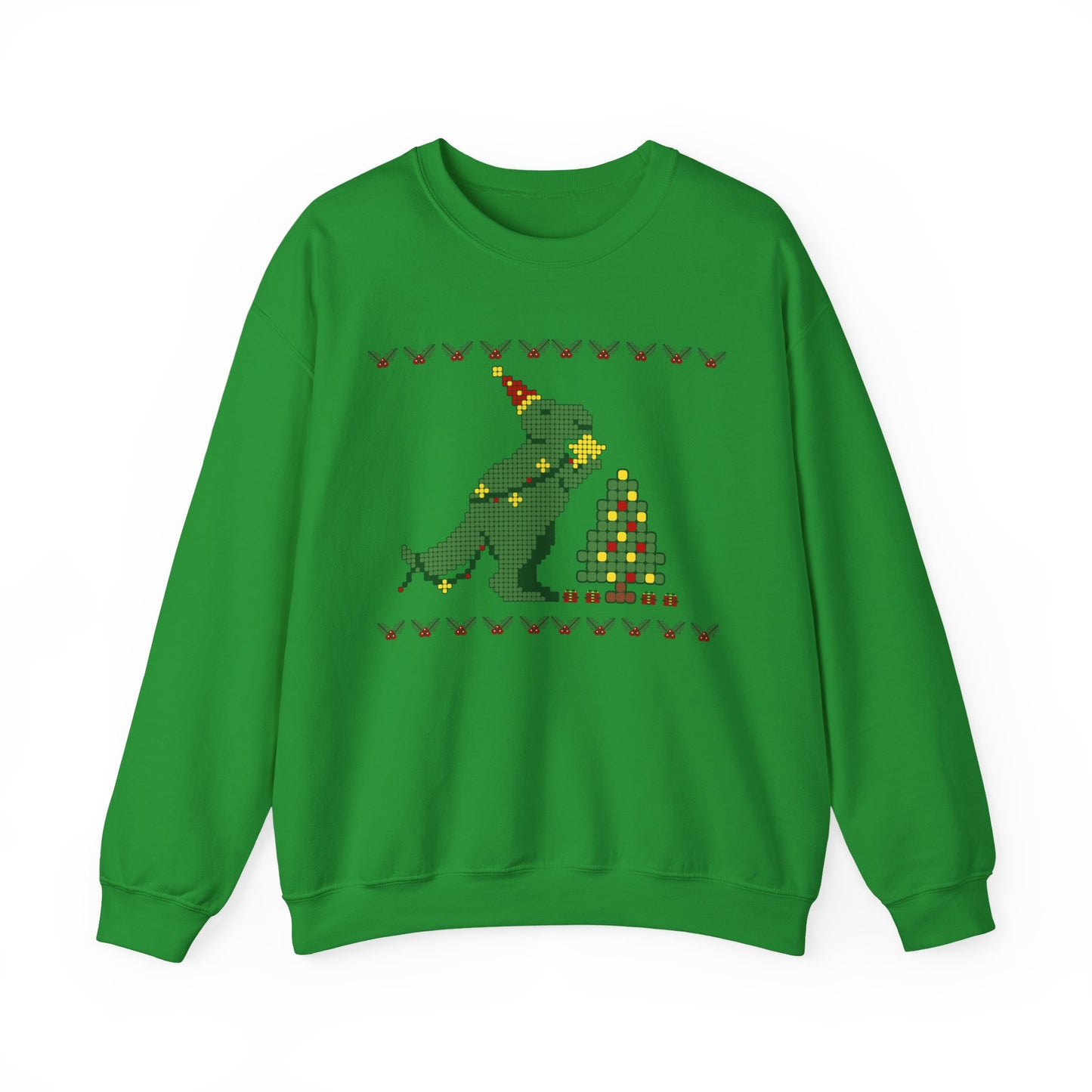 Dinosaur Christmas Tree Cross Stitch Crewneck Sweatshirt