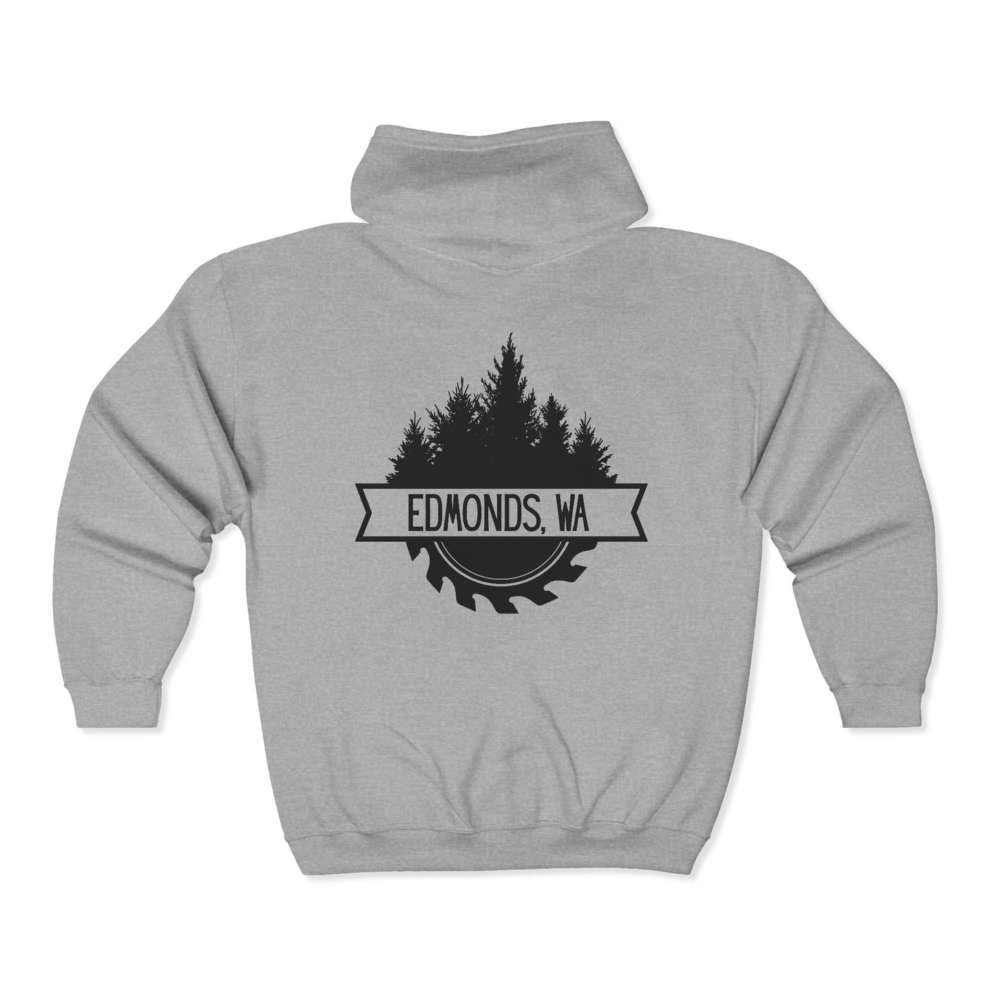 Edmonds WA Trees and Saw Three-Panel Fleece Hoodie