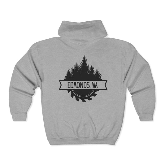 Edmonds WA Trees and Saw Three-Panel Fleece Hoodie