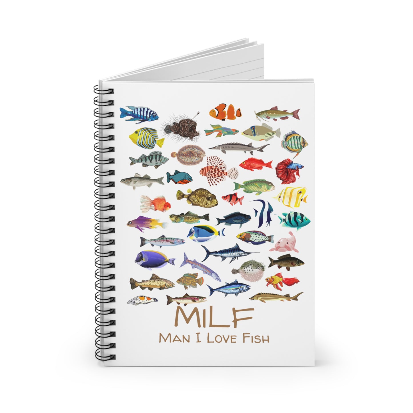 Man I Love Fish (MILF) Spiral Notebook - Ruled Line