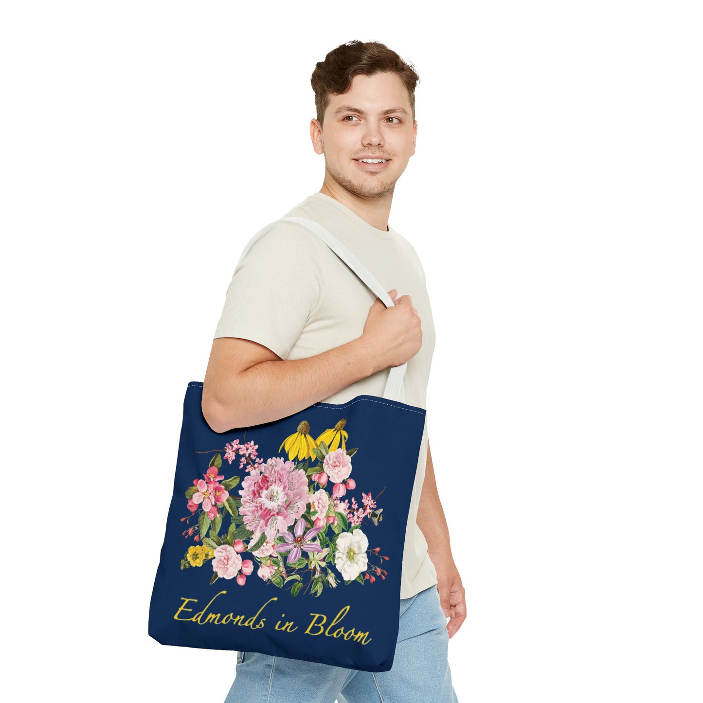 Edmonds in Bloom Tote Bag (Midnight Blue)