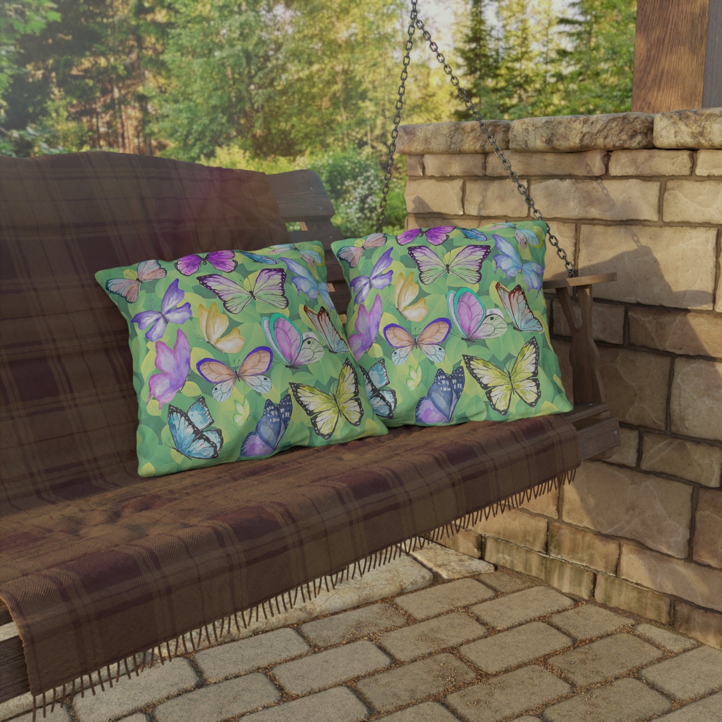 Watercolor Butterflies Outdoor Pillows