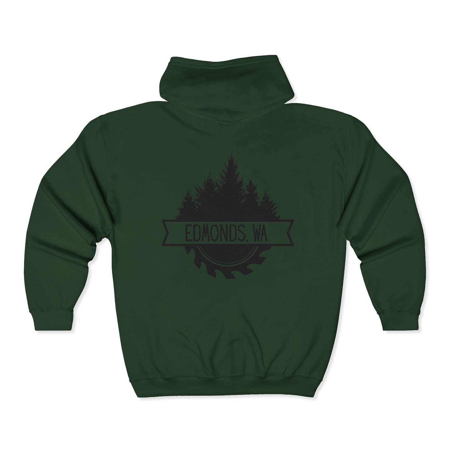 Edmonds WA Trees and Saw Three-Panel Fleece Hoodie