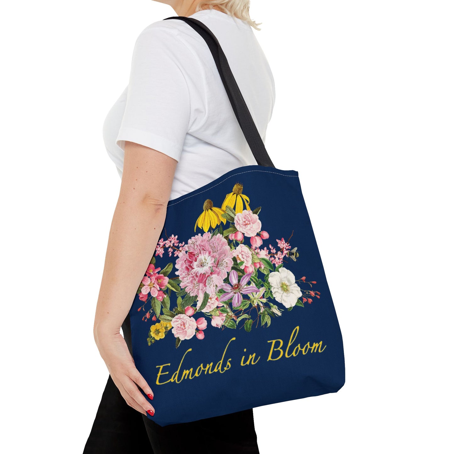 Edmonds in Bloom Tote Bag (Midnight Blue)