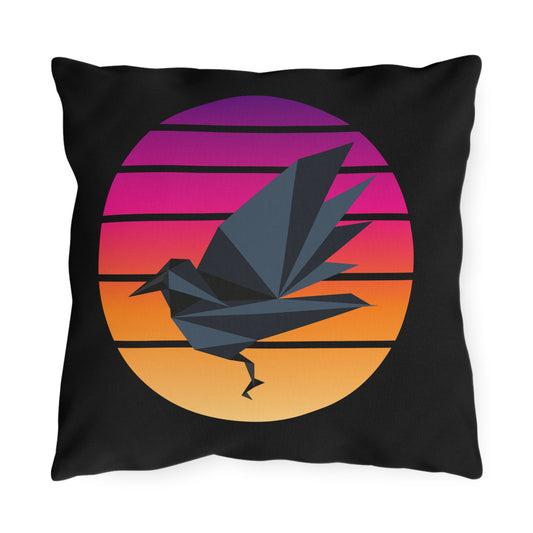 Sunset Crow Outdoor Pillows