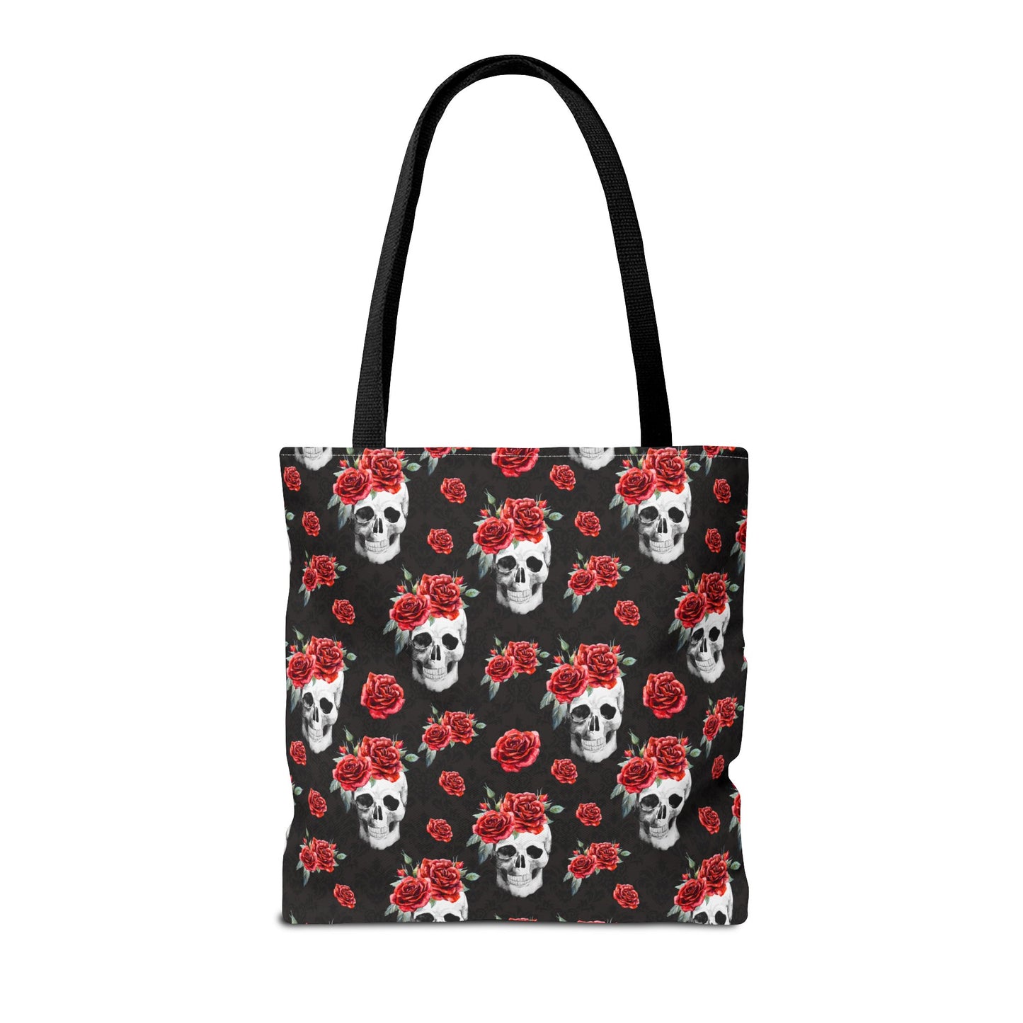 Red Rose and Skull Damask Tote Bag