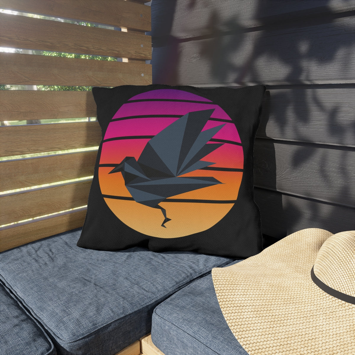 Sunset Crow Outdoor Pillows