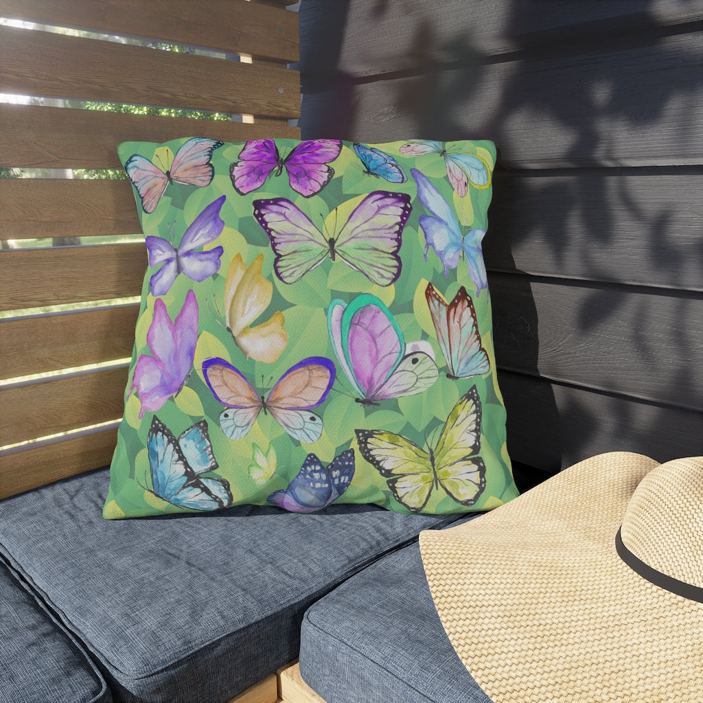 Watercolor Butterflies Outdoor Pillows