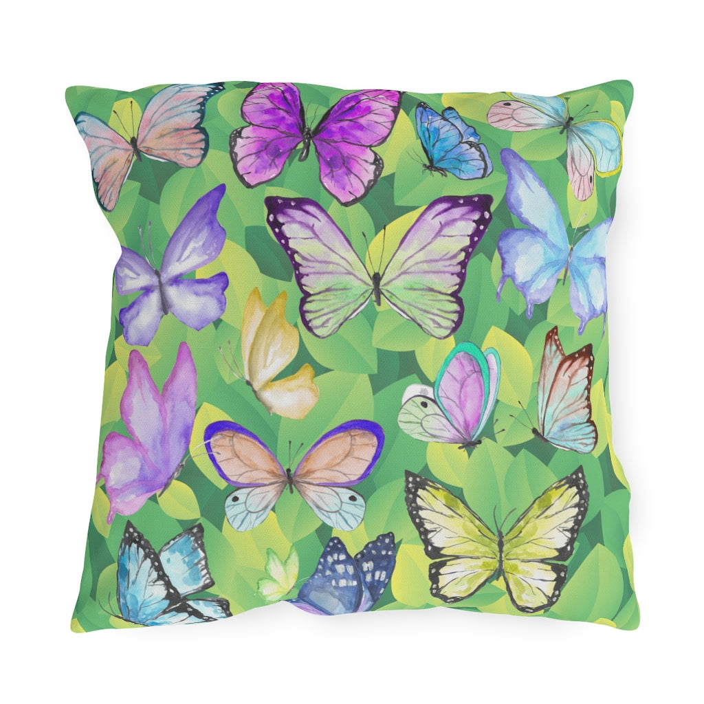 Watercolor Butterflies Outdoor Pillows