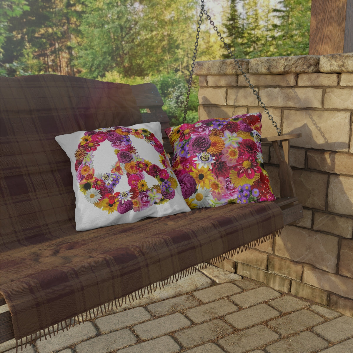 Peace-Full Flowers Outdoor Pillows