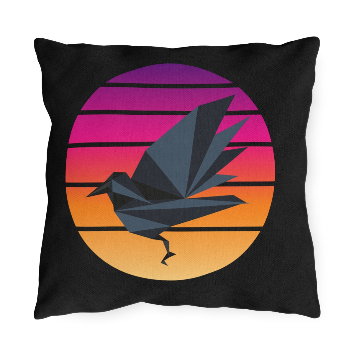 Sunset Crow Outdoor Pillows