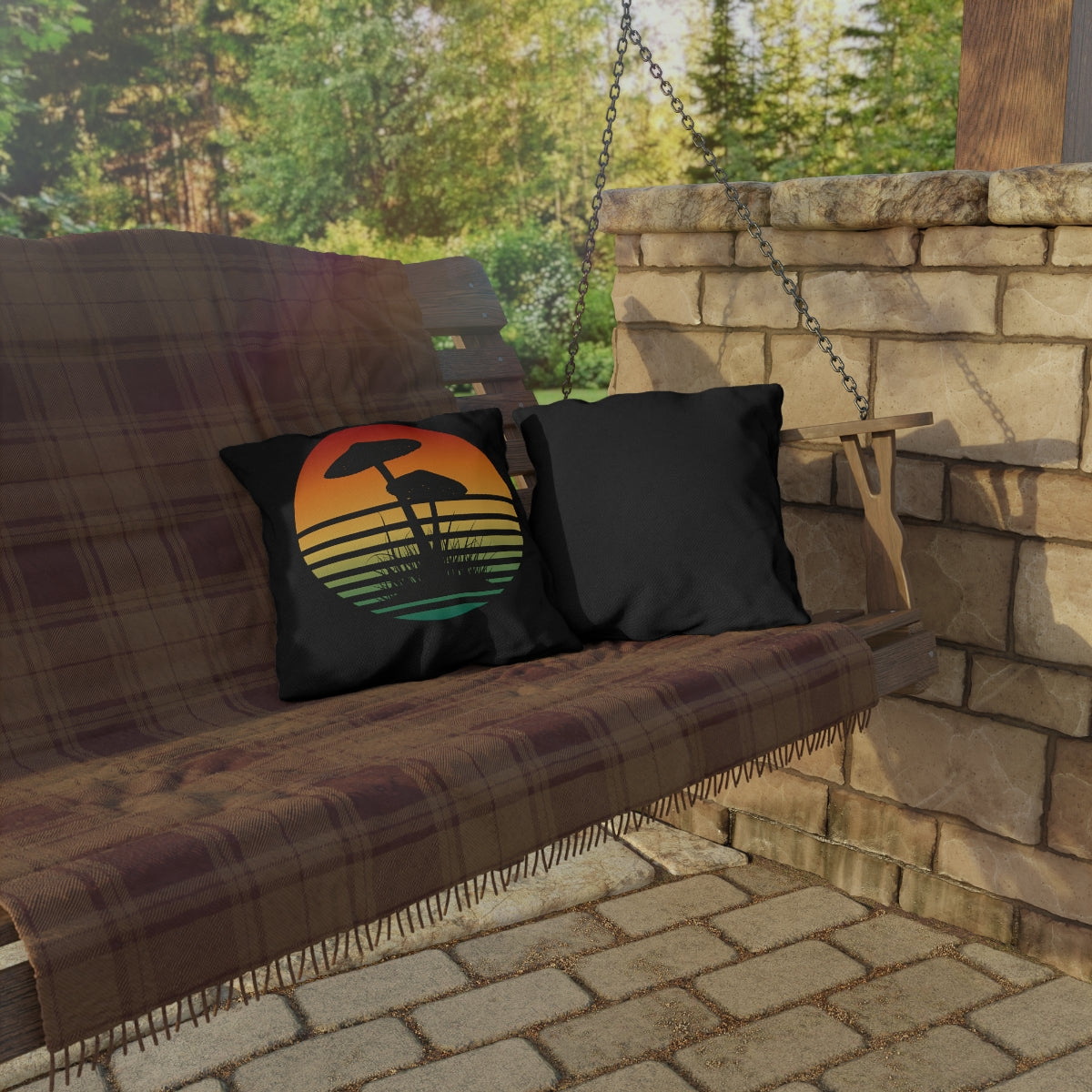 Mushroom Sunset Outdoor Pillows