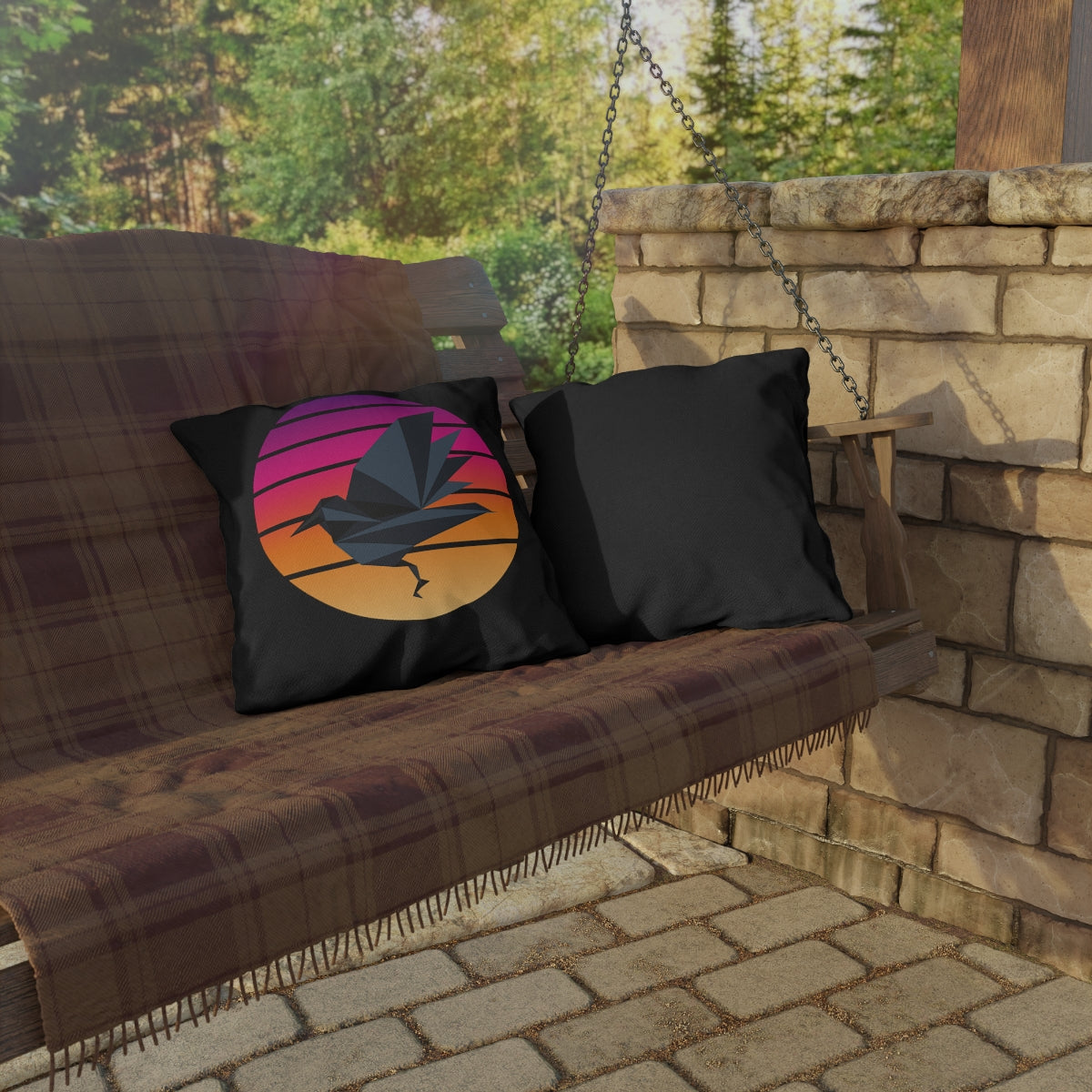 Sunset Crow Outdoor Pillows