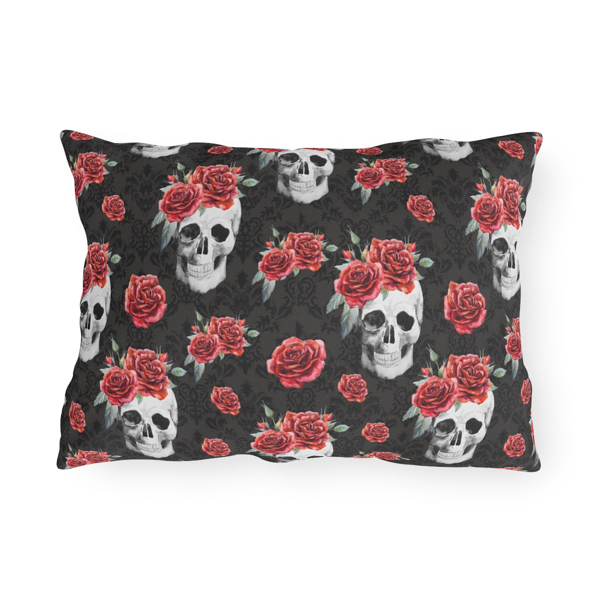 Red Rose and Skull Damask Tote Bag Outdoor Pillows