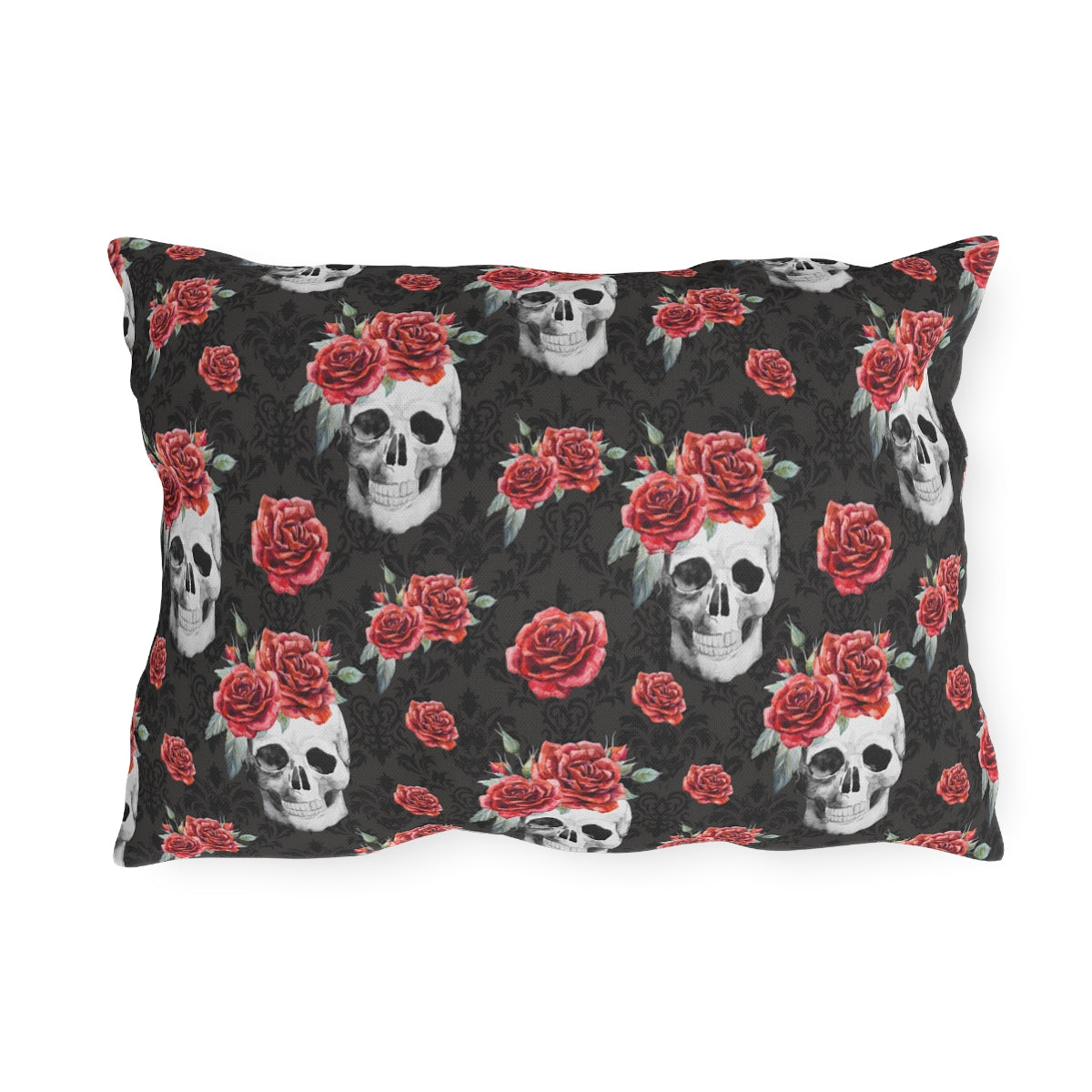 Red Rose and Skull Damask Tote Bag Outdoor Pillows