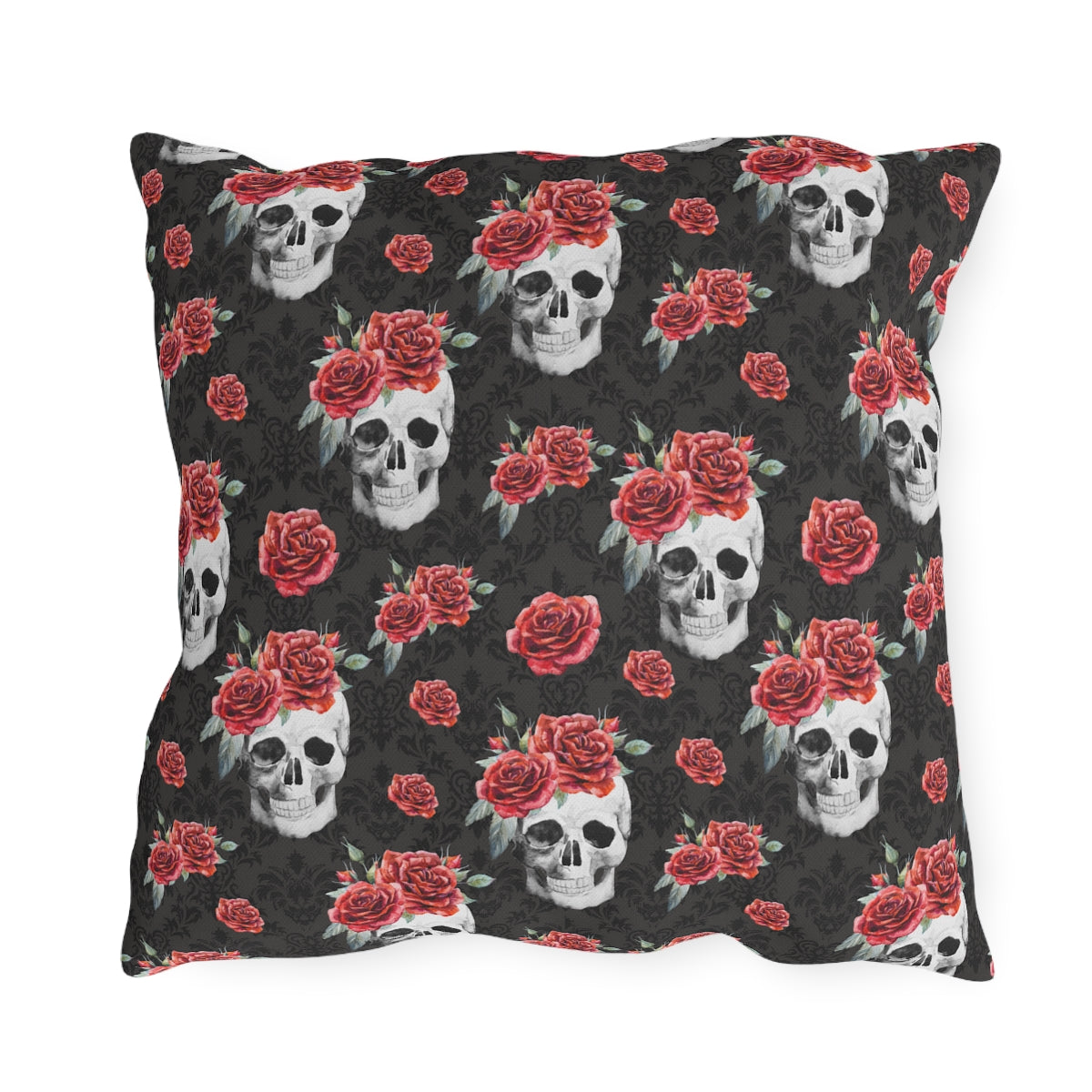 Red Rose and Skull Damask Tote Bag Outdoor Pillows