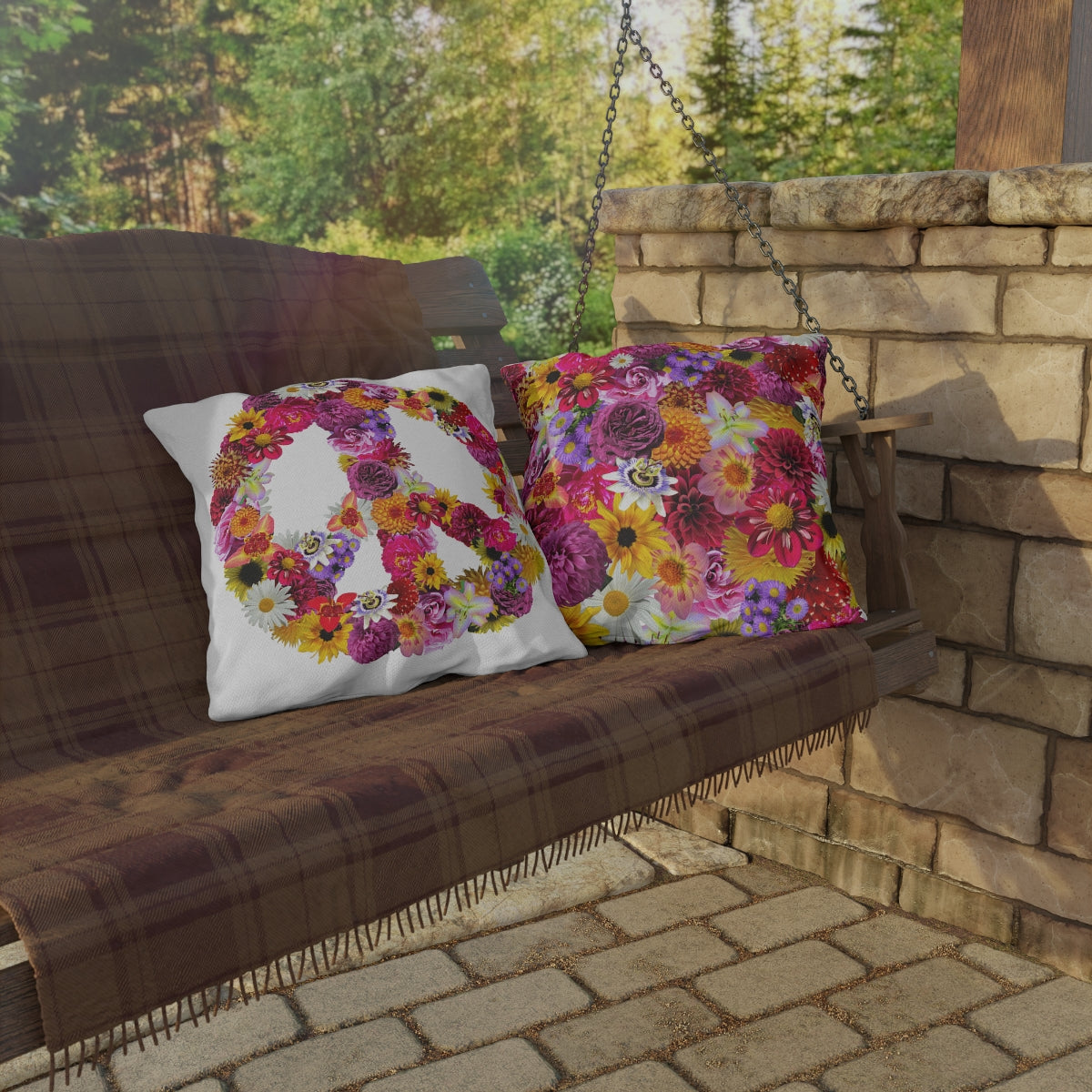 Peace-Full Flowers Outdoor Pillows