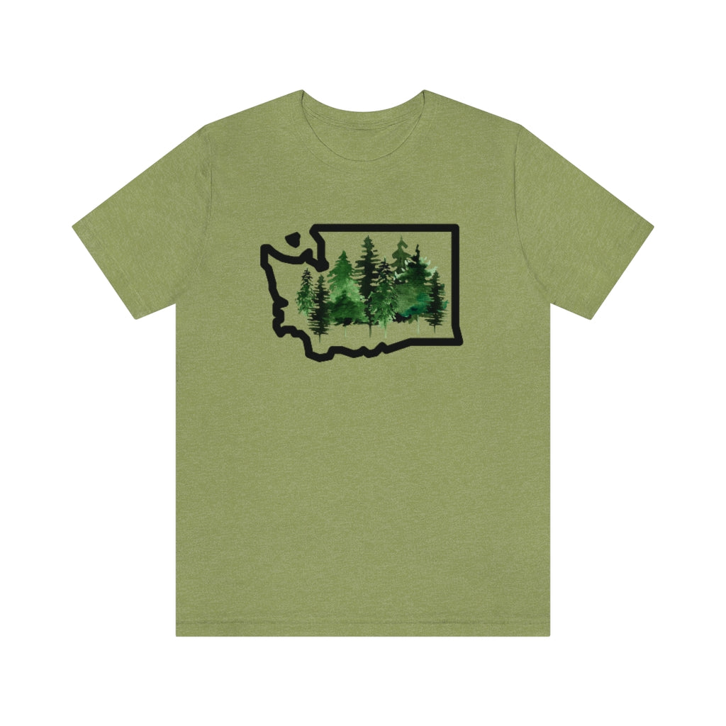 Washington State Dark Watercolor Trees T-shirt