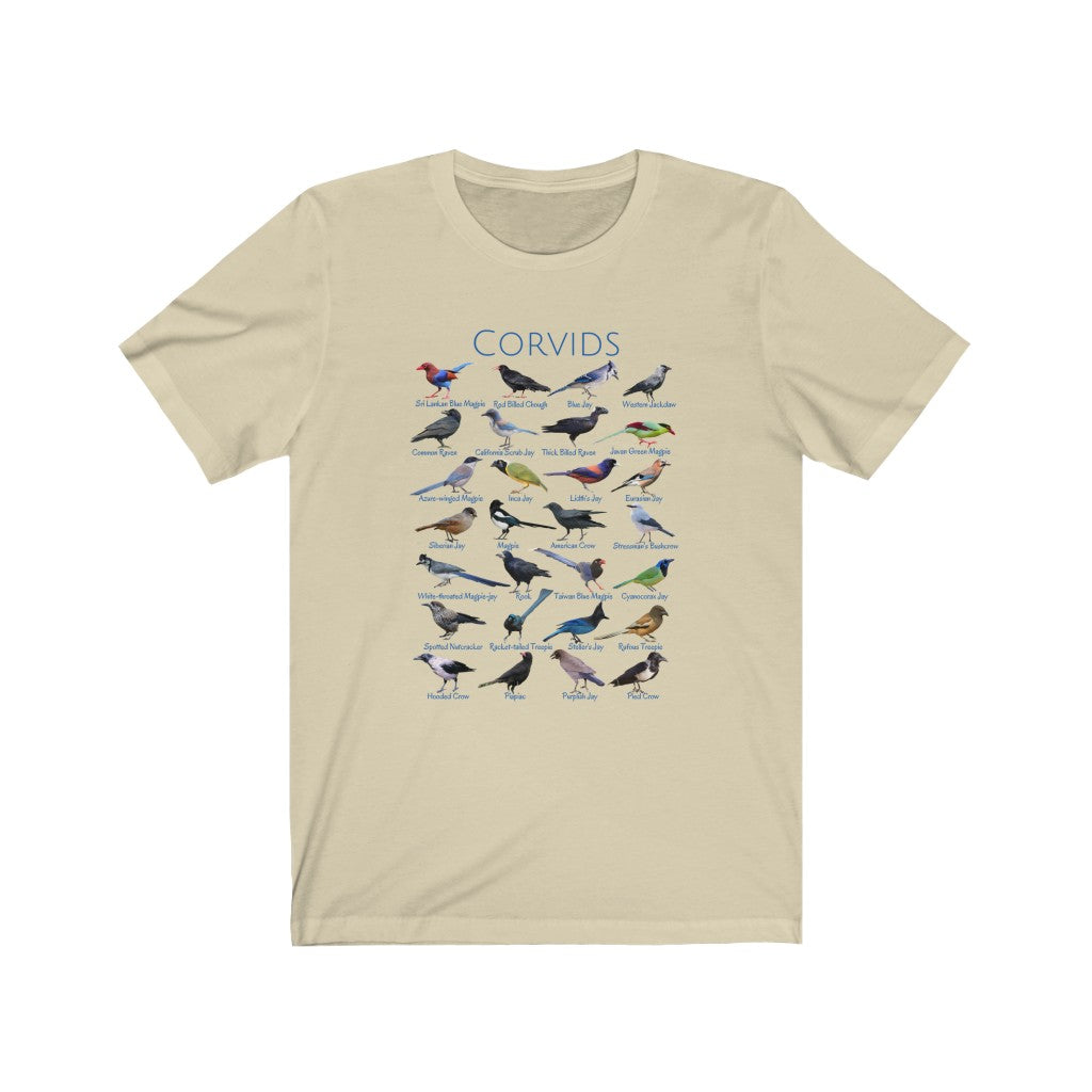 Corvids T-shirt with 28 unique corvid birds