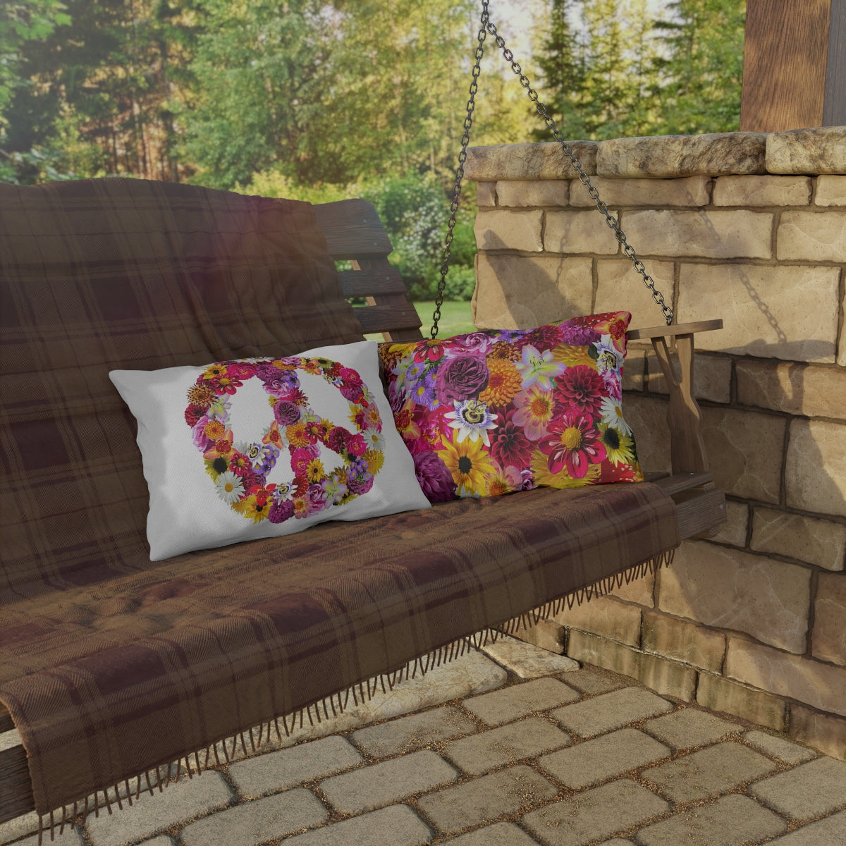 Peace-Full Flowers Outdoor Pillows