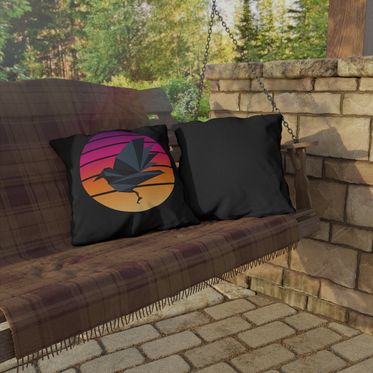 Sunset Crow Outdoor Pillows