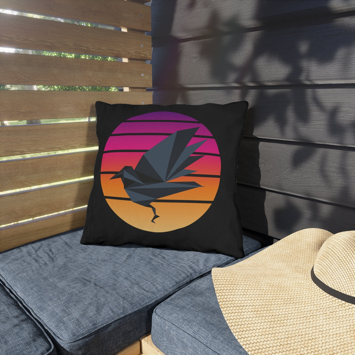 Sunset Crow Outdoor Pillows