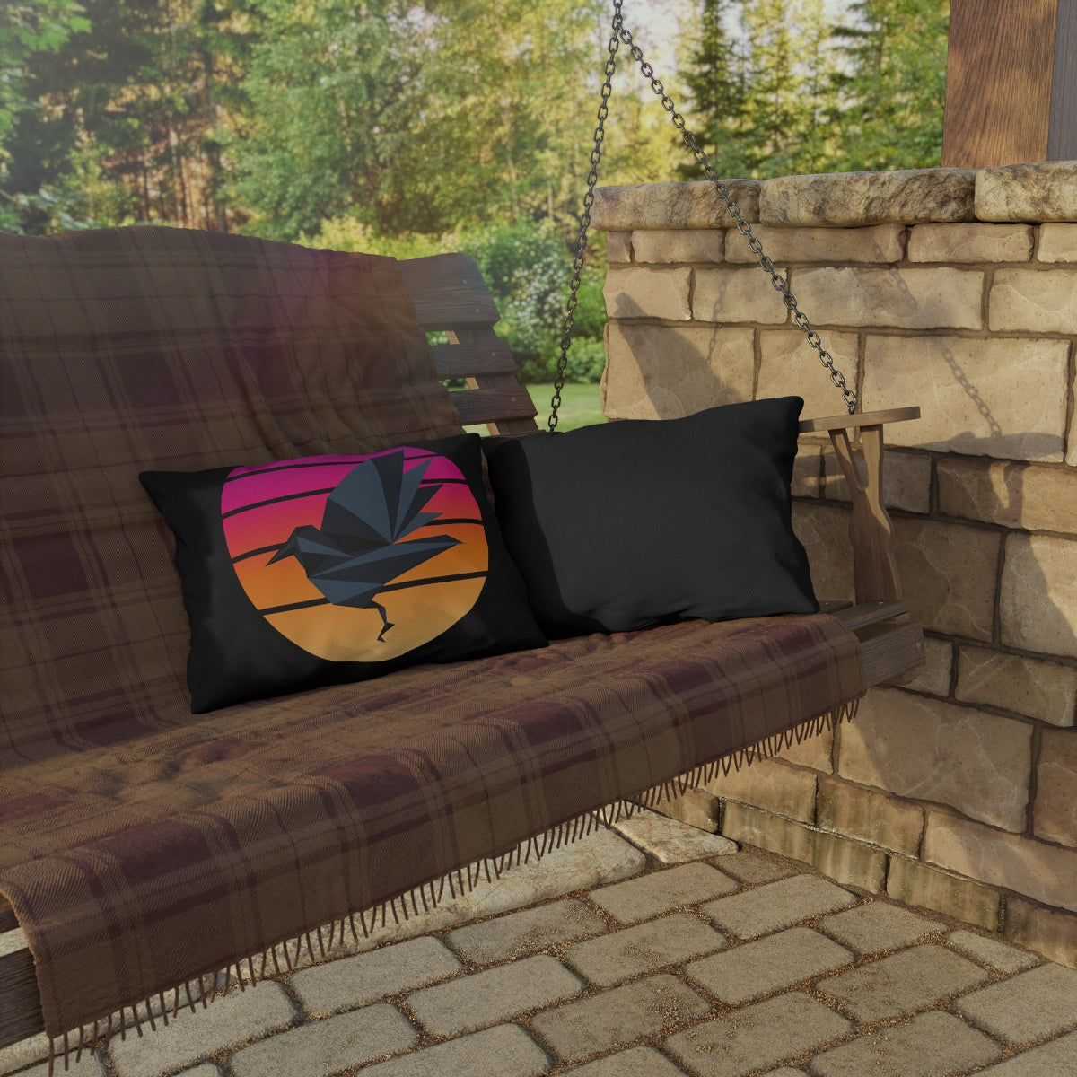 Sunset Crow Outdoor Pillows