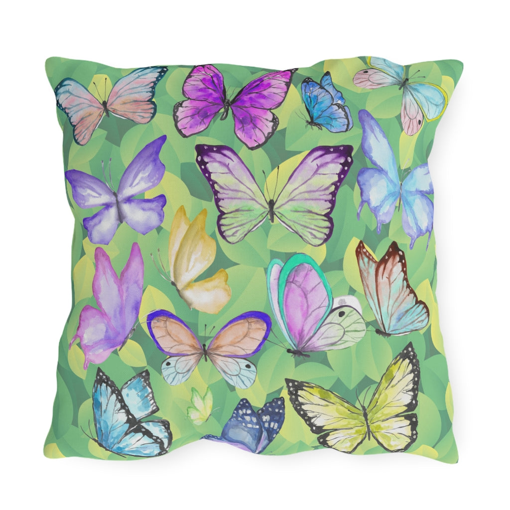 Watercolor Butterflies Outdoor Pillows