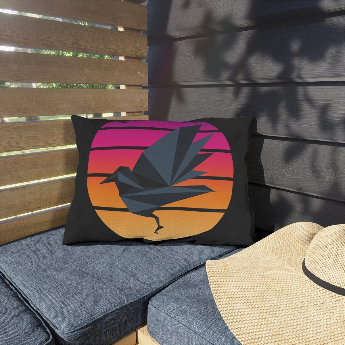 Sunset Crow Outdoor Pillows