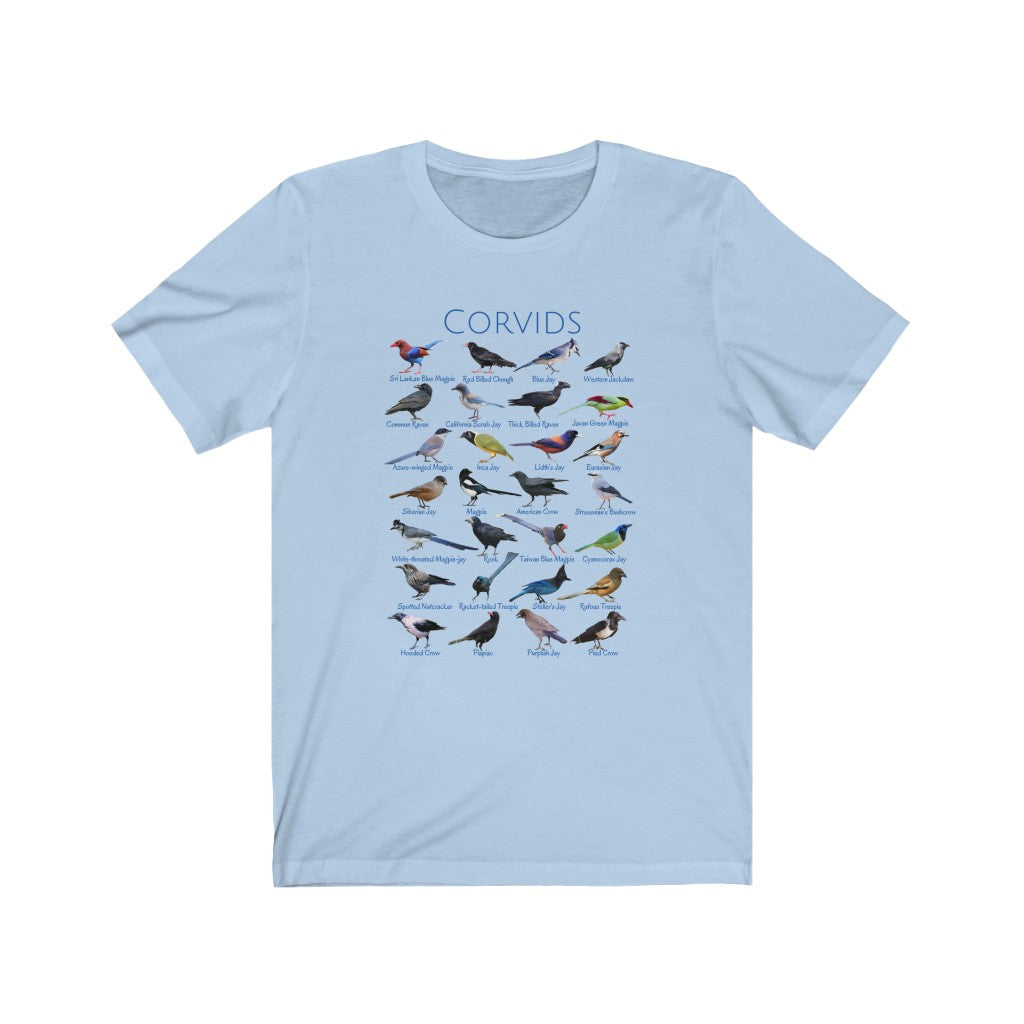 Corvids T-shirt with 28 unique corvid birds