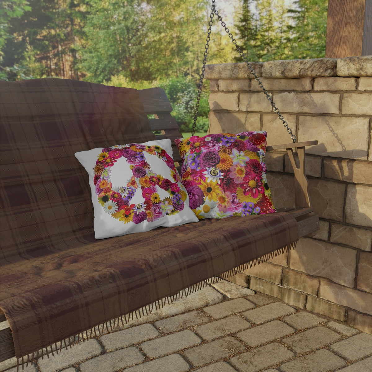 Peace-Full Flowers Outdoor Pillows