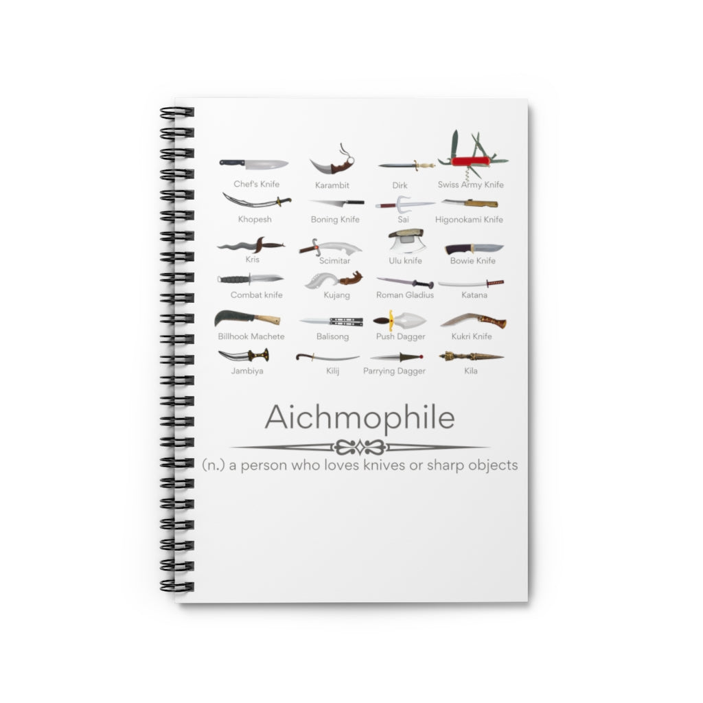 Aichmophile - a Knives and Sharp Things Lover Spiral Notebook - Ruled Line
