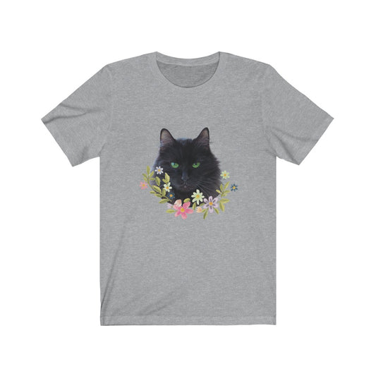 Floral Green Eyed Cat T-shirt