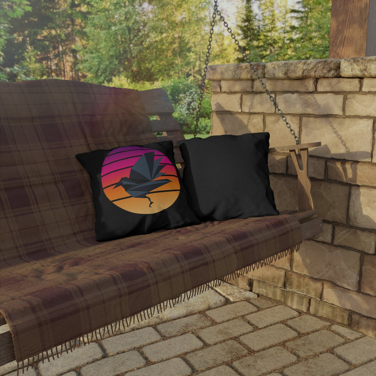 Sunset Crow Outdoor Pillows