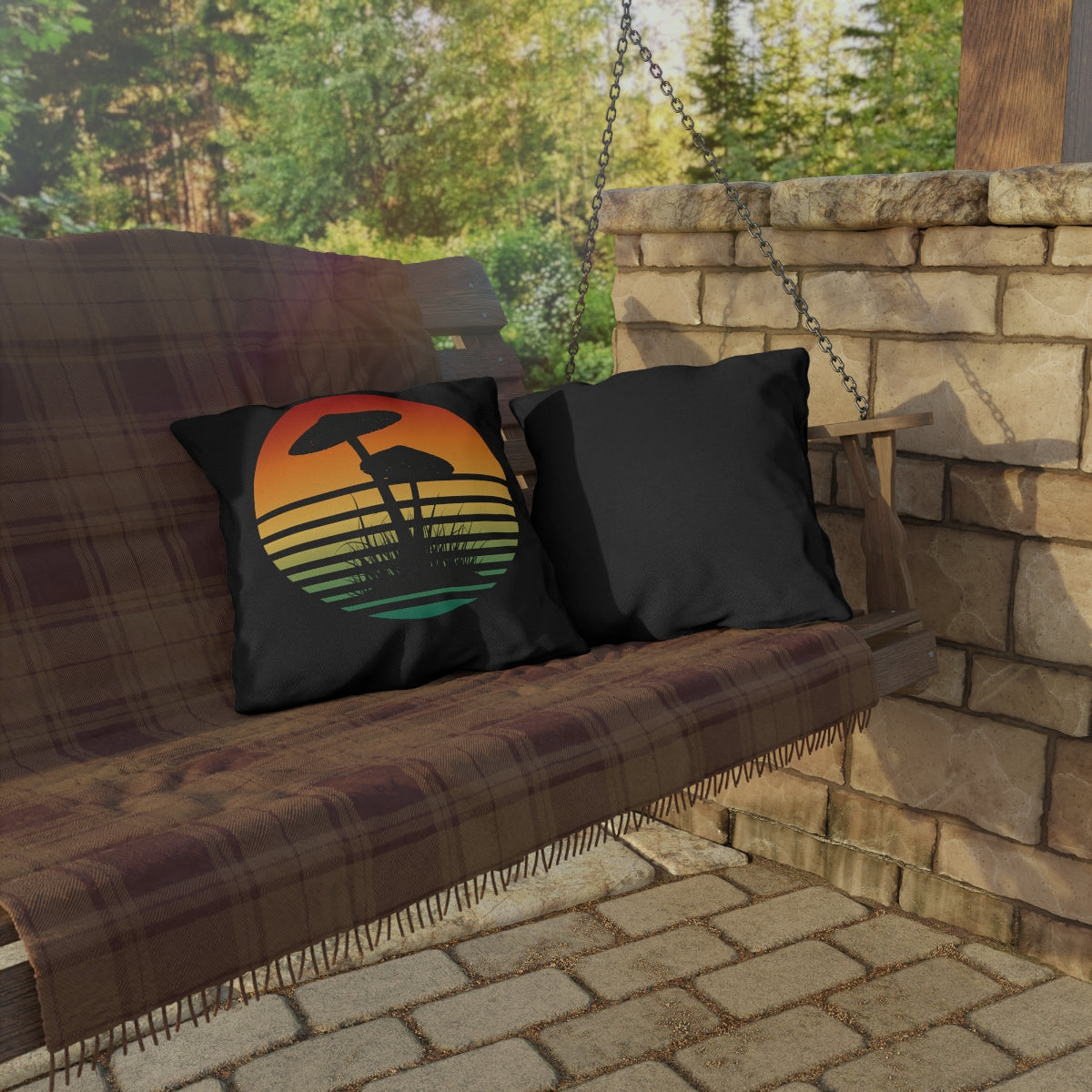Mushroom Sunset Outdoor Pillows
