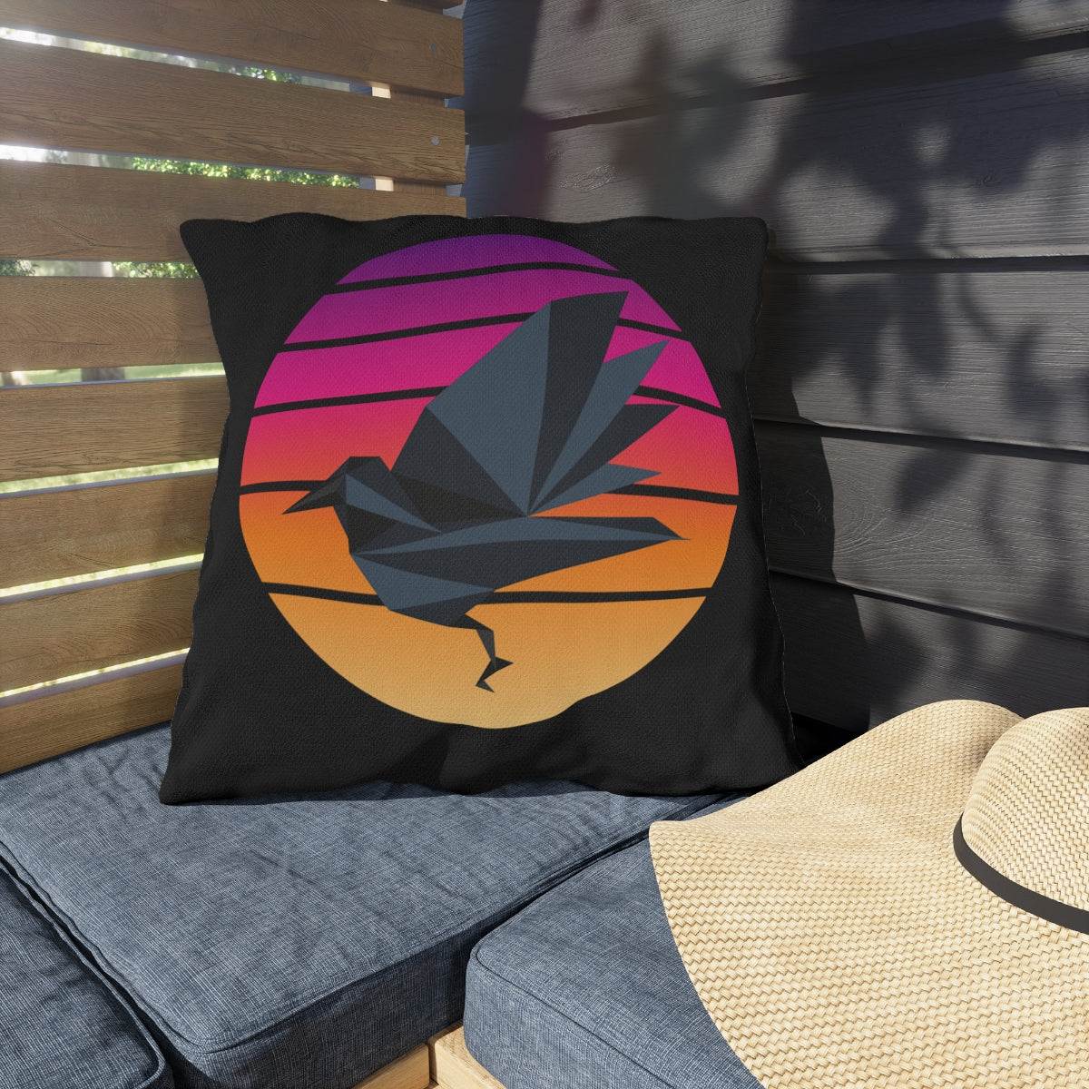 Sunset Crow Outdoor Pillows