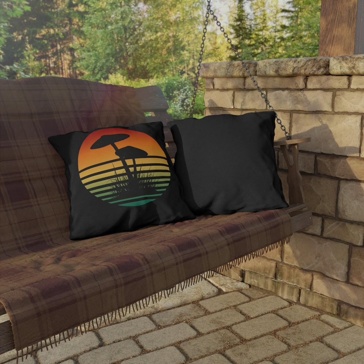 Mushroom Sunset Outdoor Pillows