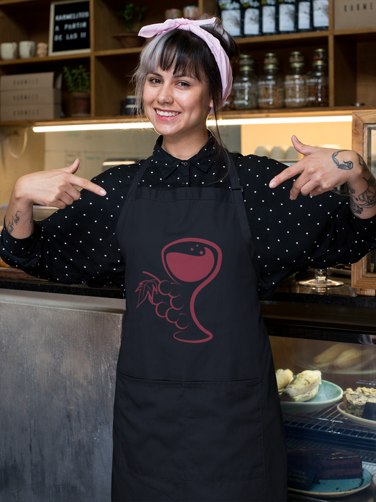 Wine Glass & Grapes Organic cotton apron