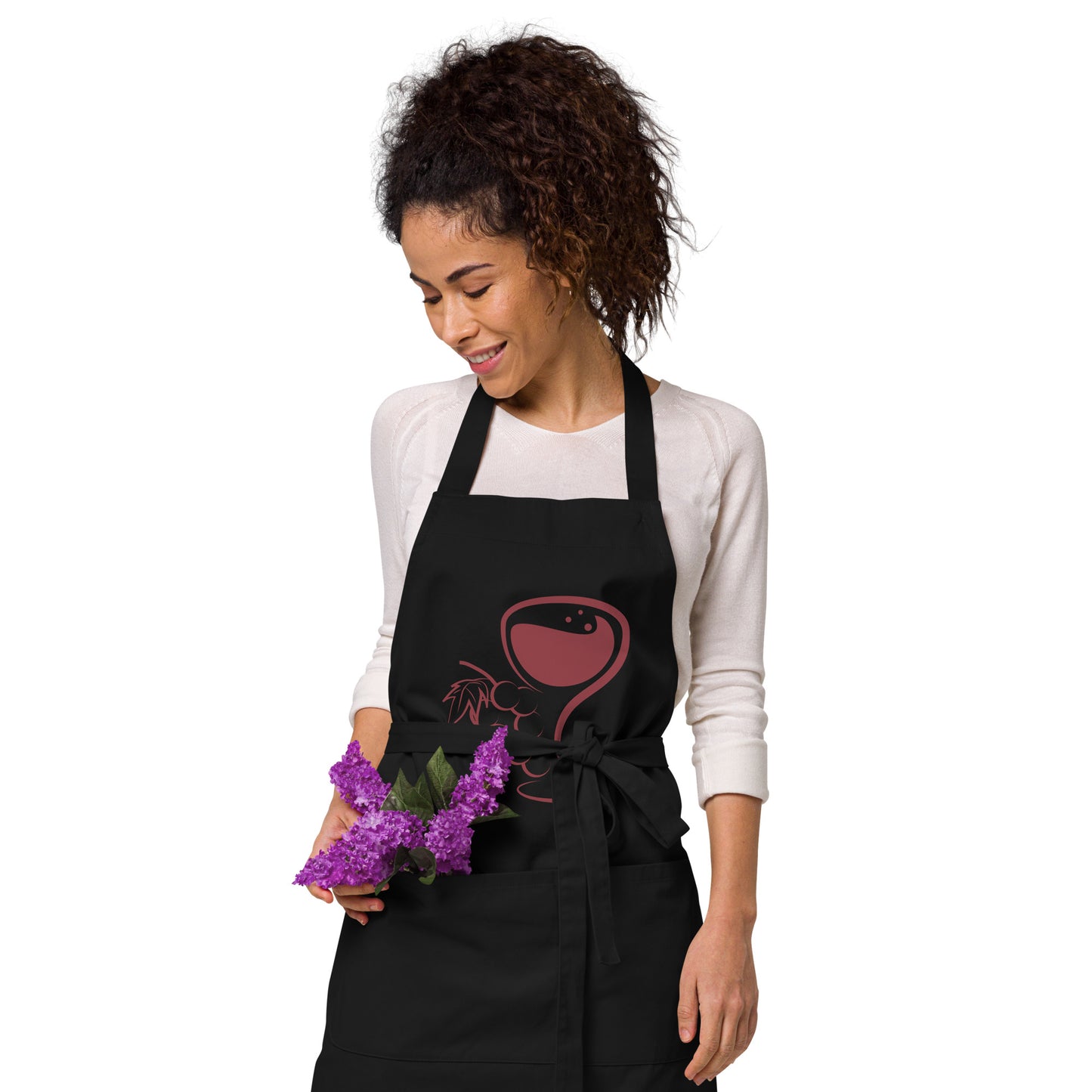 Wine Glass & Grapes Organic cotton apron