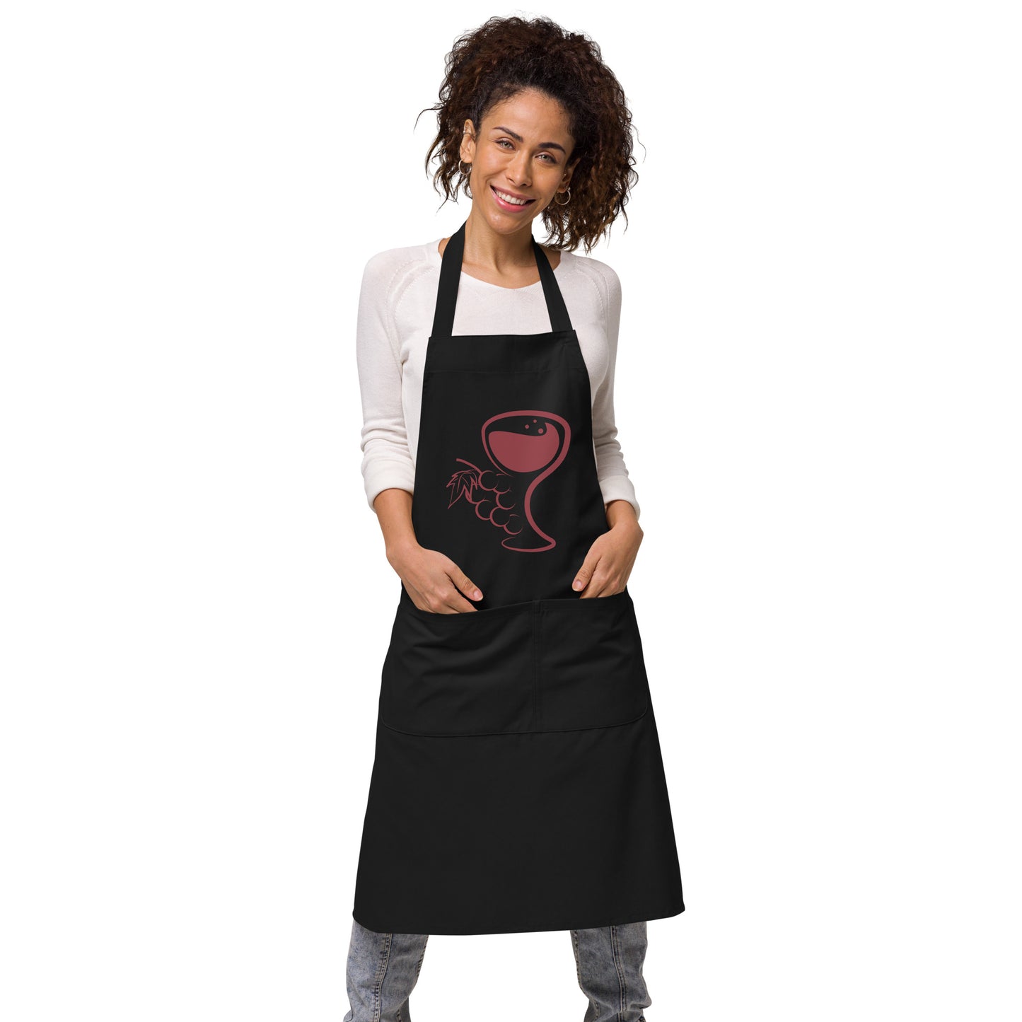 Wine Glass & Grapes Organic cotton apron