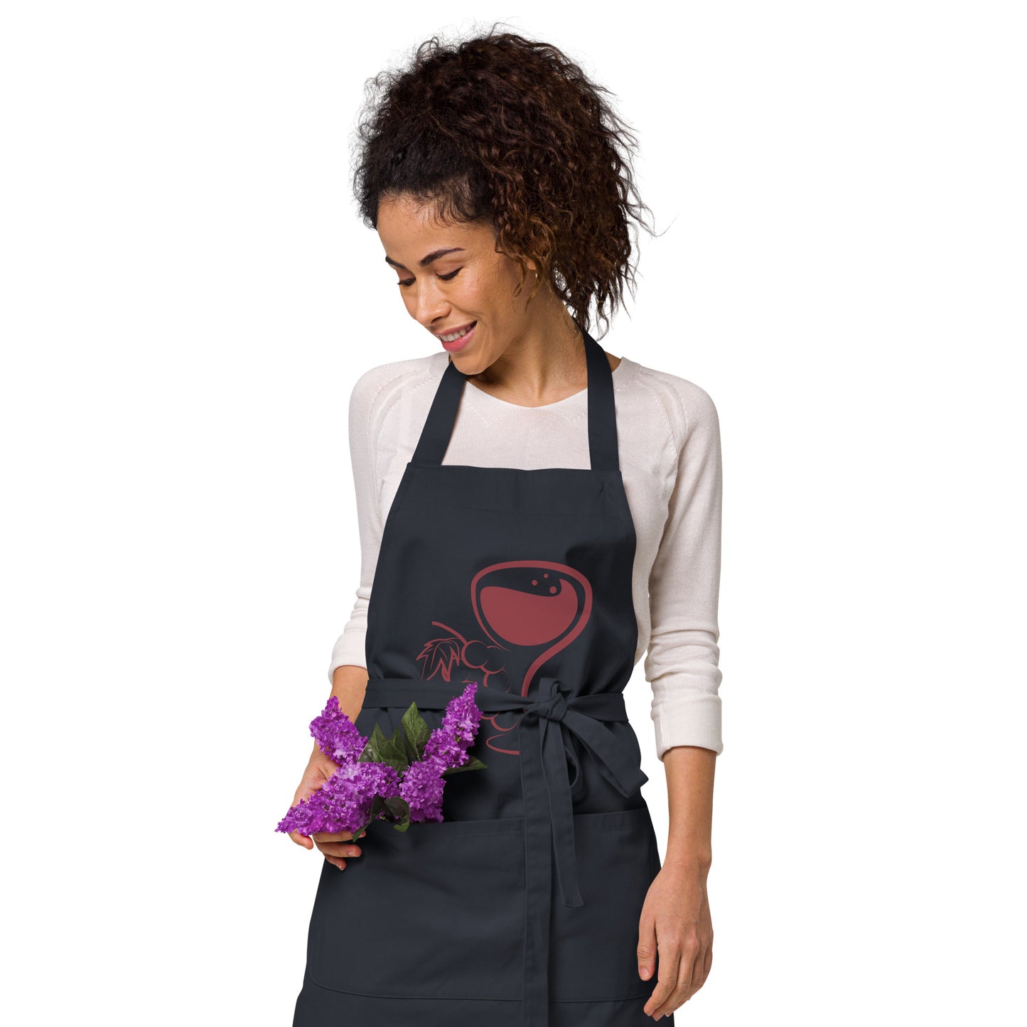 Wine Glass & Grapes Organic cotton apron