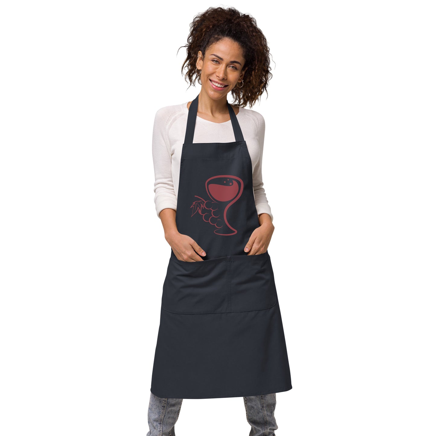 Wine Glass & Grapes Organic cotton apron