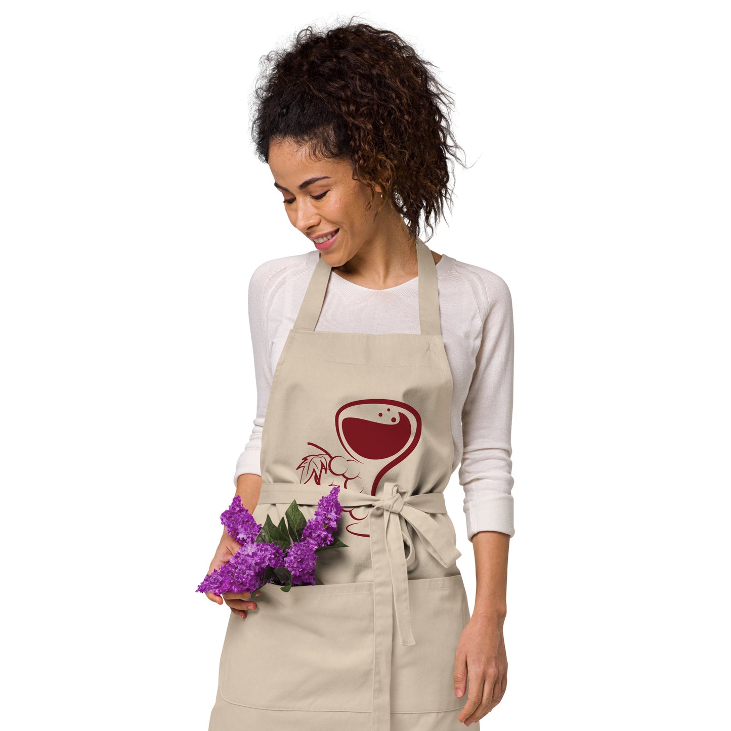 Wine Glass & Grapes Organic cotton apron