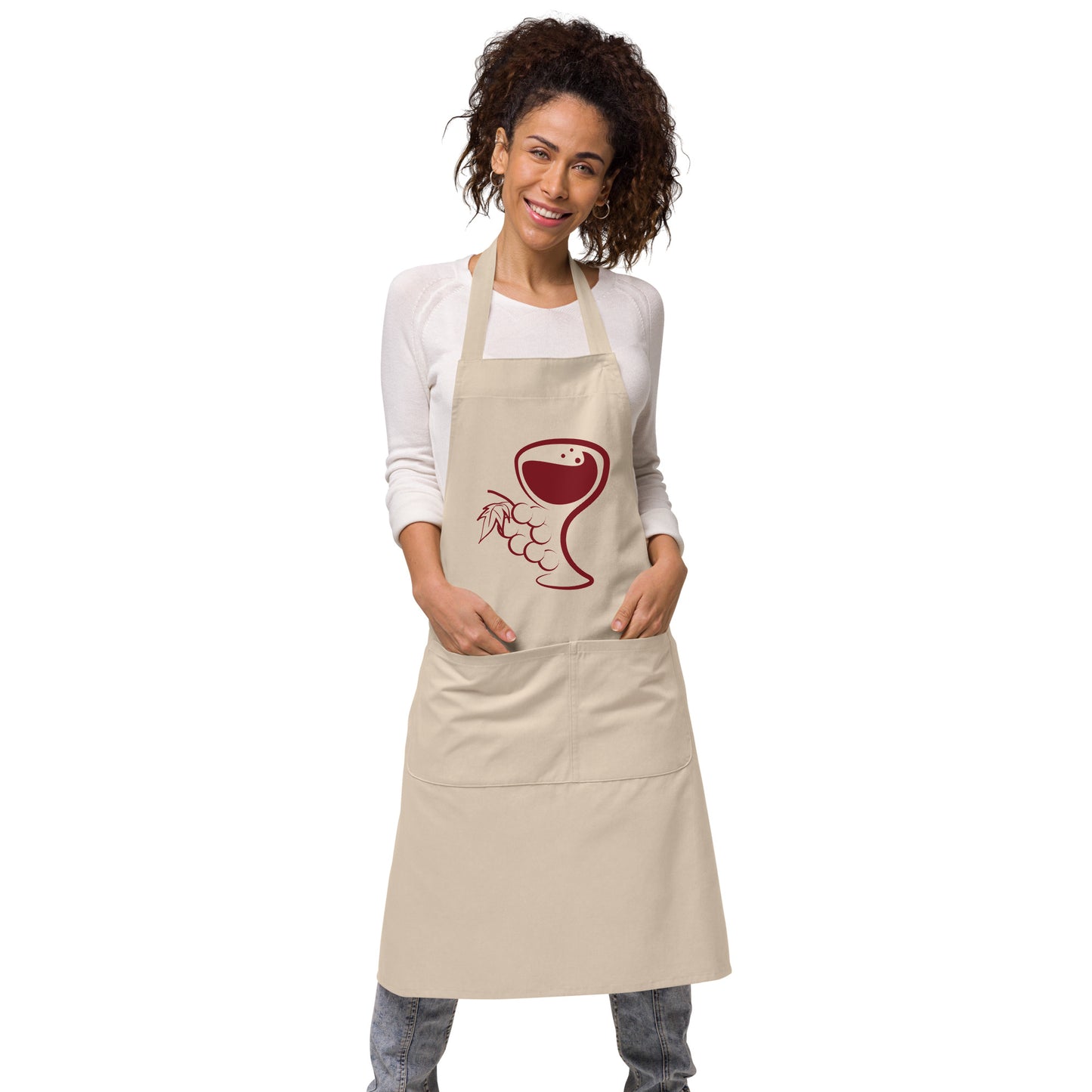 Wine Glass & Grapes Organic cotton apron