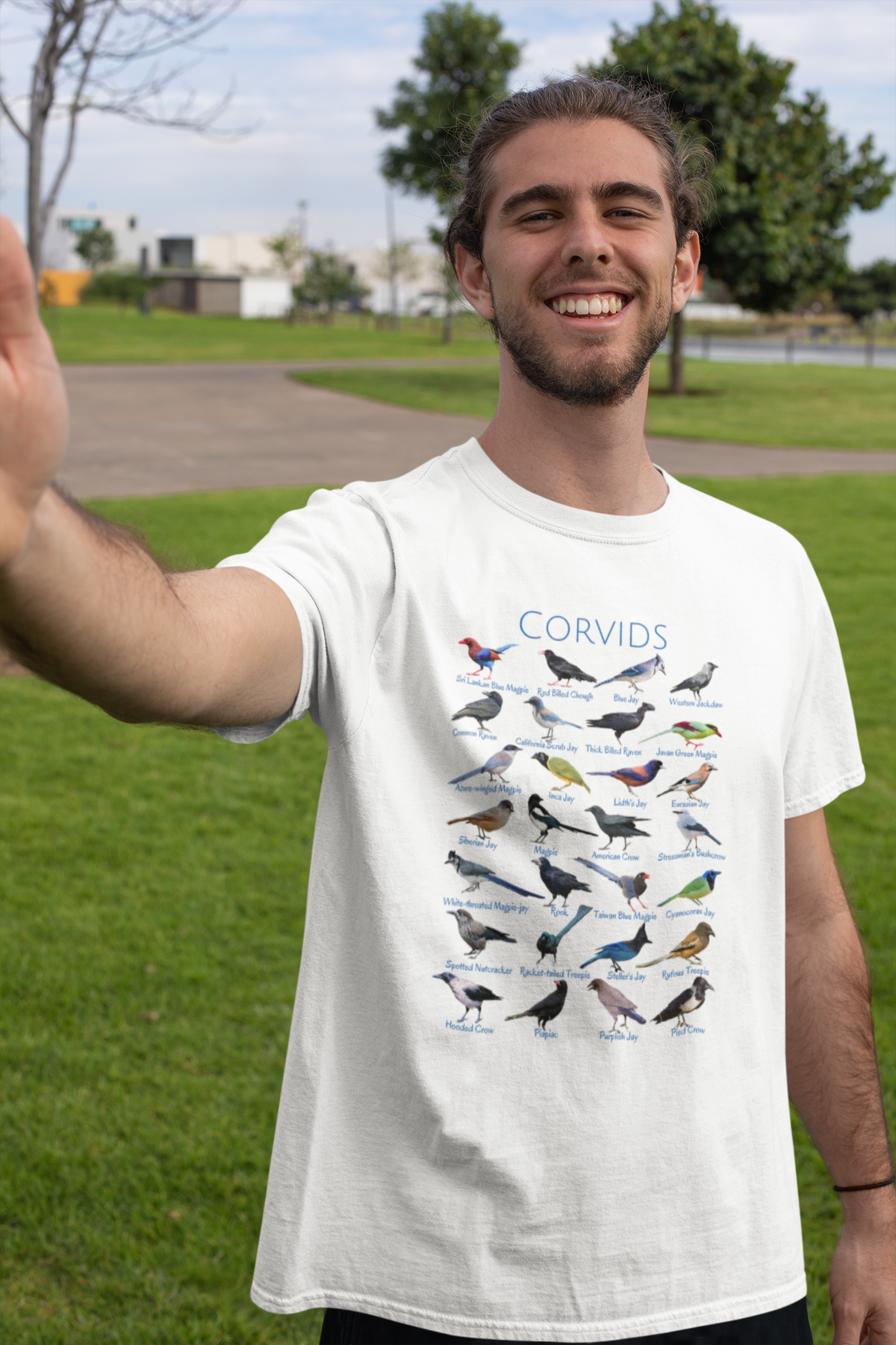 Corvids T-shirt with 28 unique corvid birds